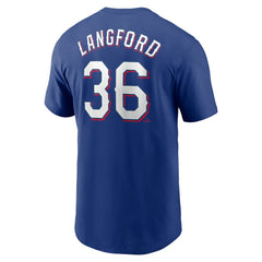 Royal Wyatt Langford Texas Rangers Nike Fuse Name & Number T-Shirt