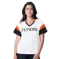 NHL Philadelphia Flyers G-III 4Her by Carl Banks Women's Rink Oversized Rhinestone V-Neck T-Shirt