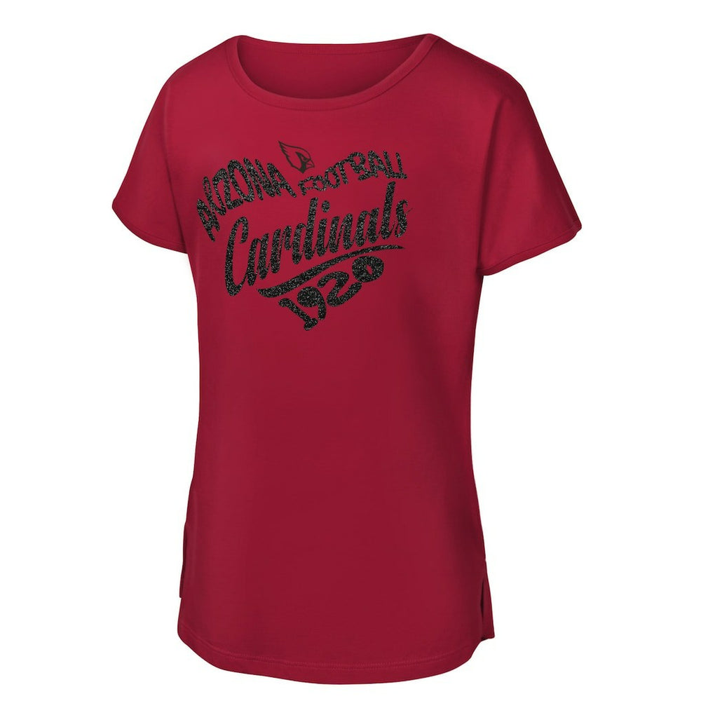 Girls Youth Script Heart Dolman T-Shirt - Arizona Cardinals T-shirts