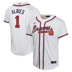 White Ozzie Albies Atlanta Braves Nike Youth Home Game Player Jersey