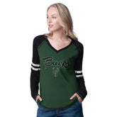 Milwaukee Bucks G-III 4Her by Carl Banks Women's Winner Waffle Knit Thermal Long Sleeve Tri-Blend T-Shirt