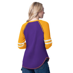 Los Angeles Lakers G-III 4Her by Carl Banks Women's Winner Waffle Knit Thermal Long Sleeve Tri-Blend T-Shirt
