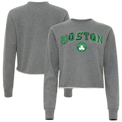 Boston Celtics Sportiqe Women's Varsity Collection Kacey Cropped Pullover Sweatshirt