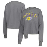 Los Angeles Lakers Sportiqe Women's Varsity Collection Kacey Cropped Pullover Sweatshirt