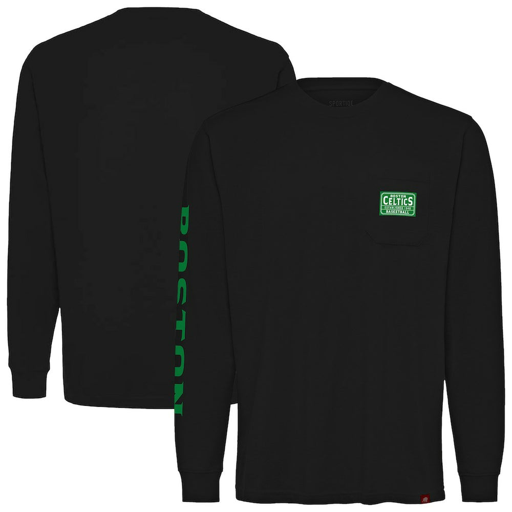 Boston Celtics Sportiqe Unisex Wales Heavyweight Pocket Long Sleeve T-Shirt