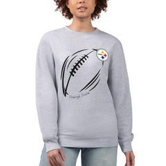 G-III 4Her by Carl Banks Women's Football Logo Graphic Fleece Tri-Blend Pullover Sweatshirt - Pittsburgh Steelers Pullover