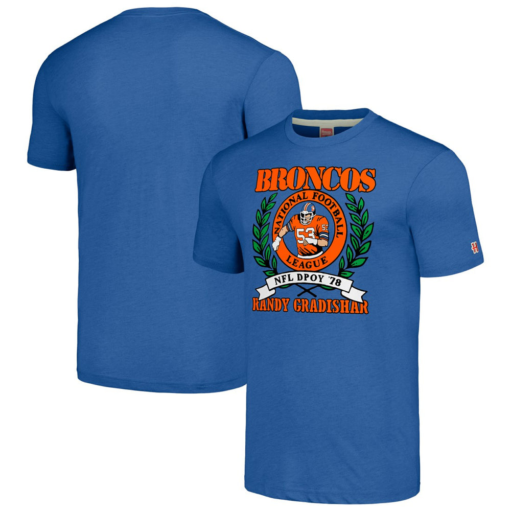 Randy Gradishar Homage Unisex Caricature Retired Player Tri-Blend T-Shirt - Denver Broncos T-shirts