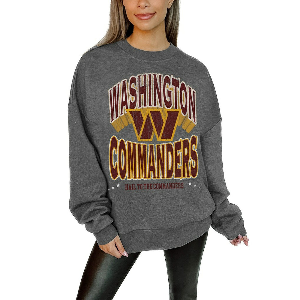 Gameday Couture Women's Oversized Long Weekend Premium Fleece Drop Shoulder Pullover Sweatshirt - Washington Commanders Pullover