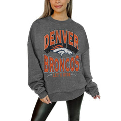 Gameday Couture Women's Oversized Long Weekend Premium Fleece Drop Shoulder Pullover Sweatshirt - Denver Broncos Pullover