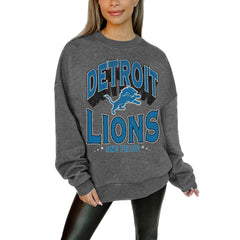 Gameday Couture Women's Oversized Long Weekend Premium Fleece Drop Shoulder Pullover Sweatshirt - Detroit Lions Pullover