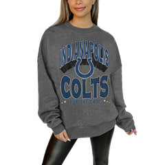 Gameday Couture Women's Oversized Long Weekend Premium Fleece Drop Shoulder Pullover Sweatshirt - Indianapolis Colts Pullover