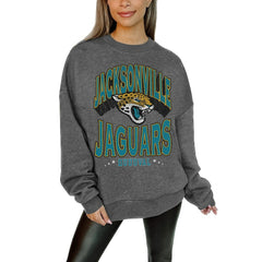 Gameday Couture Women's Oversized Long Weekend Premium Fleece Drop Shoulder Pullover Sweatshirt - Jacksonville Jaguars Pullover