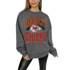 Gameday Couture Women's Oversized Long Weekend Premium Fleece Drop Shoulder Pullover Sweatshirt - Kansas City Chiefs Pullover
