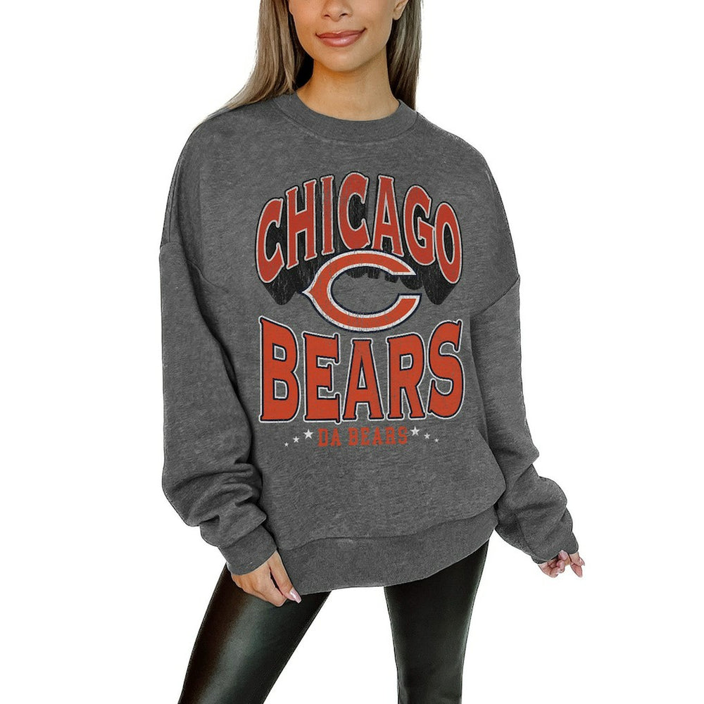 Gameday Couture Women's Oversized Long Weekend Premium Fleece Drop Shoulder Pullover Sweatshirt - Chicago Bears Pullover