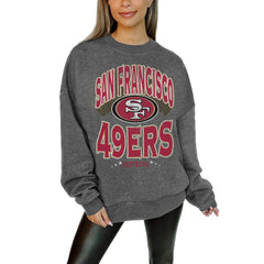 Gameday Couture Women's Oversized Long Weekend Premium Fleece Drop Shoulder Pullover Sweatshirt - San Francisco 49ers Pullover