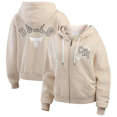 Chicago Bulls WEAR by Erin Andrews Women's Plus Size Tonal Felt Patch Full-Zip Hoodie