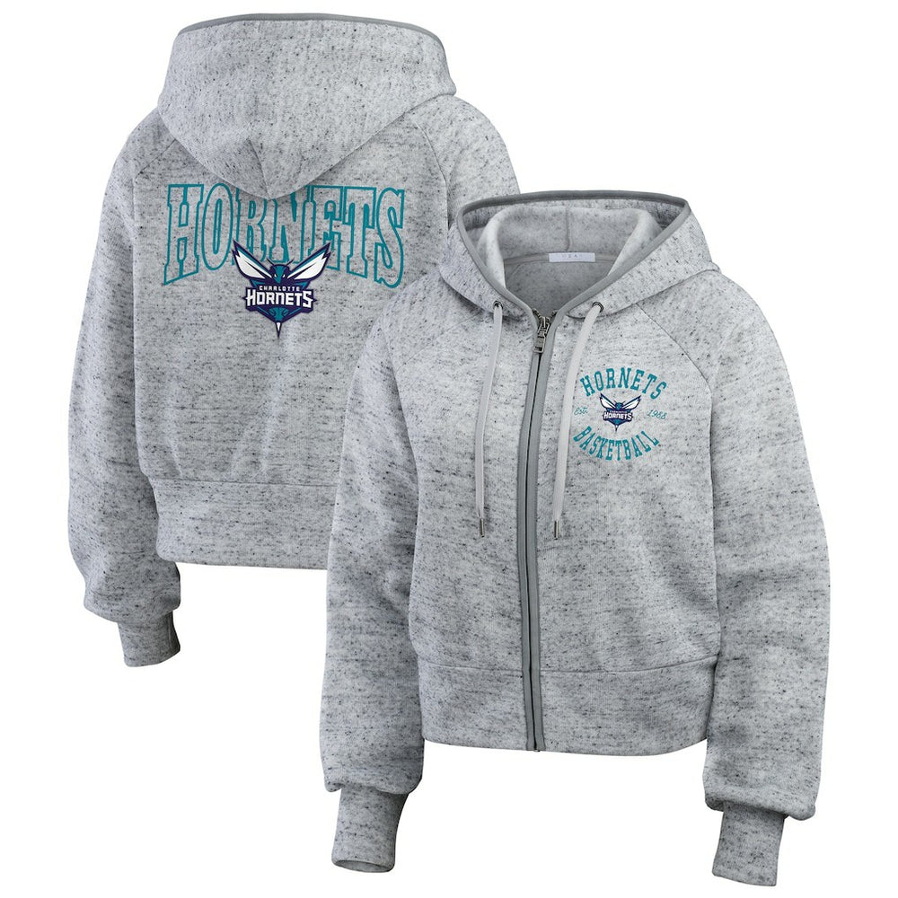 Charlotte Hornets WEAR by Erin Andrews Women's Speckled Radiator Full-Zip Hoodie