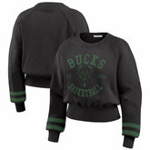 Milwaukee Bucks WEAR by Erin Andrews Women's Vintage Raglan Cropped Pullover Sweatshirt