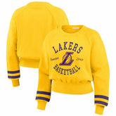 Los Angeles Lakers WEAR by Erin Andrews Women's Vintage Raglan Cropped Pullover Sweatshirt