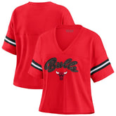 Chicago Bulls WEAR by Erin Andrews Women's Color Block Boxy V-Neck T-Shirt sale