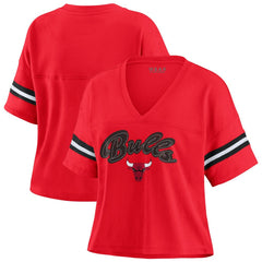 Chicago Bulls WEAR by Erin Andrews Women's Plus Size Color Block Boxy V-Neck T-Shirt sale