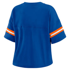 New York Knicks WEAR by Erin Andrews Women's Plus Size Color Block Boxy V-Neck T-Shirt