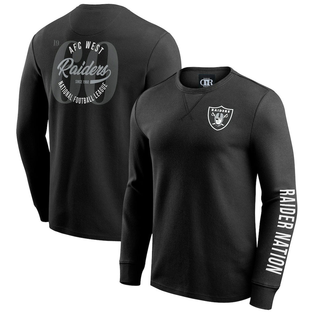 Darius Rucker Collection Washed Waffle-Knit Long Sleeve T-Shirt - Las Vegas Raiders T-shirts