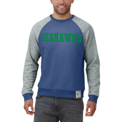 Darius Rucker Collection Throwback Color Block Raglan Pullover Sweatshirt - Seattle Seahawks Pullover