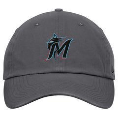 Gray Miami Marlins Nike Club Adjustable Hat
