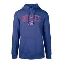 Royal Atlanta Braves Levelwear Cooperstown Collection Podium Retro Spellout Pullover Hoodie
