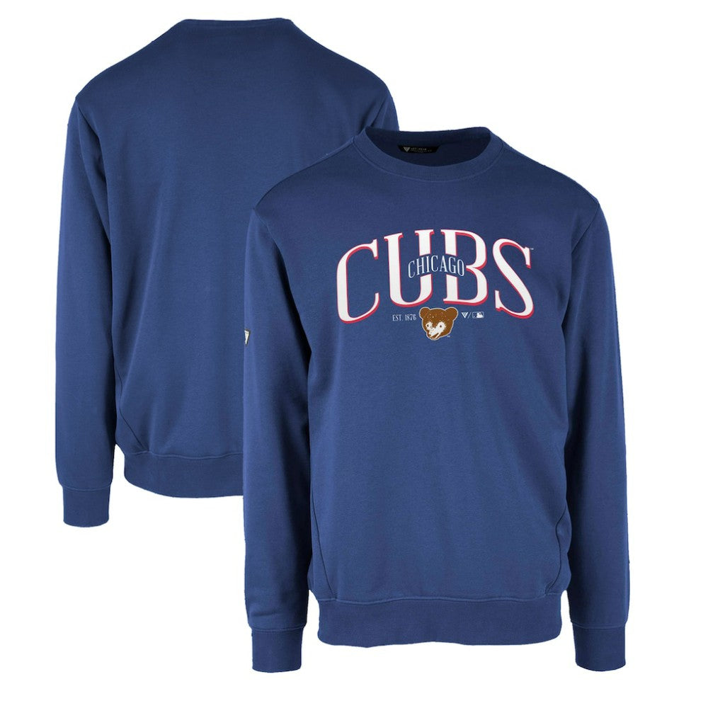 Royal Chicago Cubs Levelwear Zane Cooperstown Collection Retro Spellout Pullover Sweatshirt