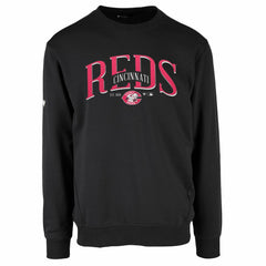 Black Cincinnati Reds Levelwear Zane Cooperstown Collection Retro Spellout Pullover Sweatshirt