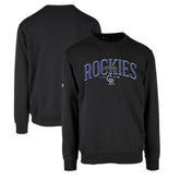 Black Colorado Rockies Levelwear Zane Cooperstown Collection Retro Spellout Pullover Sweatshirt