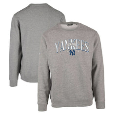 Gray New York Yankees Levelwear Zane Cooperstown Collection Retro Spellout Pullover Sweatshirt