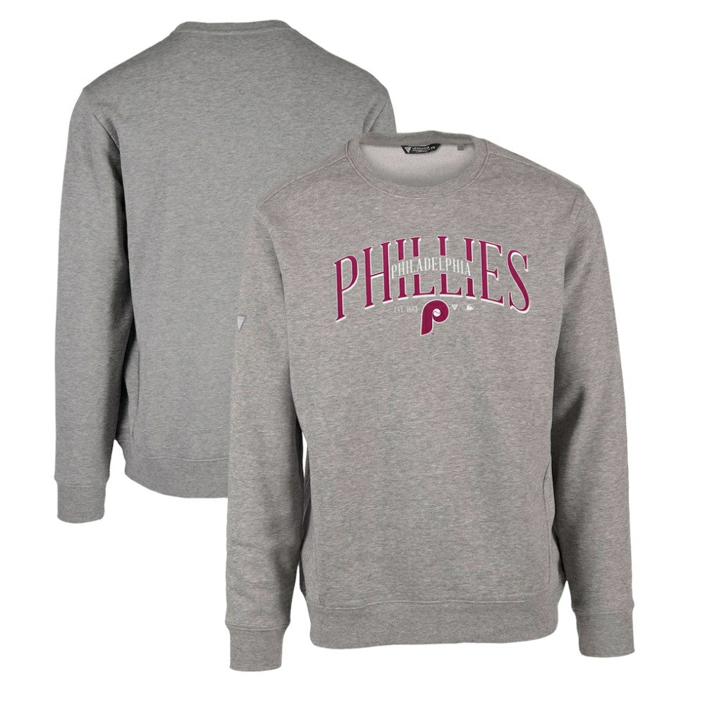 Gray Philadelphia Phillies Levelwear Zane Cooperstown Collection Retro Spellout Pullover Sweatshirt