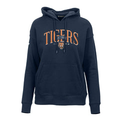Navy Detroit Tigers Levelwear Women's Adorn Cooperstown Collection Retro Spellout Pullover Hoodie