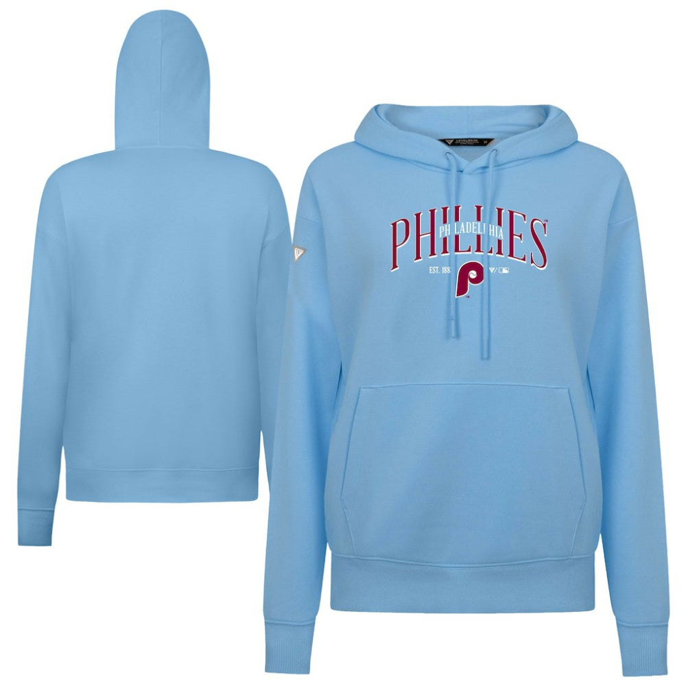 Blue Philadelphia Phillies Levelwear Women's Adorn Cooperstown Collection Retro Spellout Pullover Hoodie