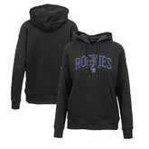 Black Colorado Rockies Levelwear Women's Adorn Cooperstown Collection Retro Spellout Pullover Hoodie