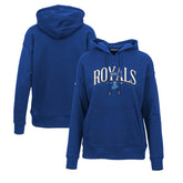 Royal Kansas City Royals Levelwear Women's Adorn Cooperstown Collection Retro Spellout Pullover Hoodie