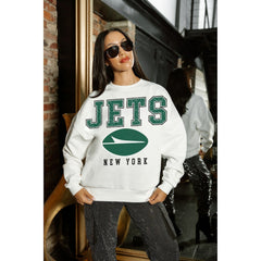 Gameday Couture Women's Sunday Drives Oversized Crewneck Pullover Sweatshirt - New York Jets Pullover