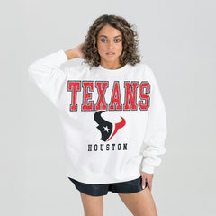 Gameday Couture Women's Sunday Drives Oversized Crewneck Pullover Sweatshirt - Houston Texans Pullover