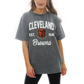 Gameday Couture Women's Titan Tackle Relaxed Fit Washed T-Shirt - Cleveland Browns T-shirts
