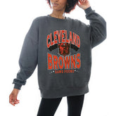 Gameday Couture Women's Oversized Long Weekend Premium Fleece Drop Shoulder Pullover Sweatshirt - Cleveland Browns Pullover