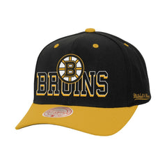 NHL Boston Bruins Mitchell & Ness Backside Script 2-Tone Pro Crown Adjustable Hat