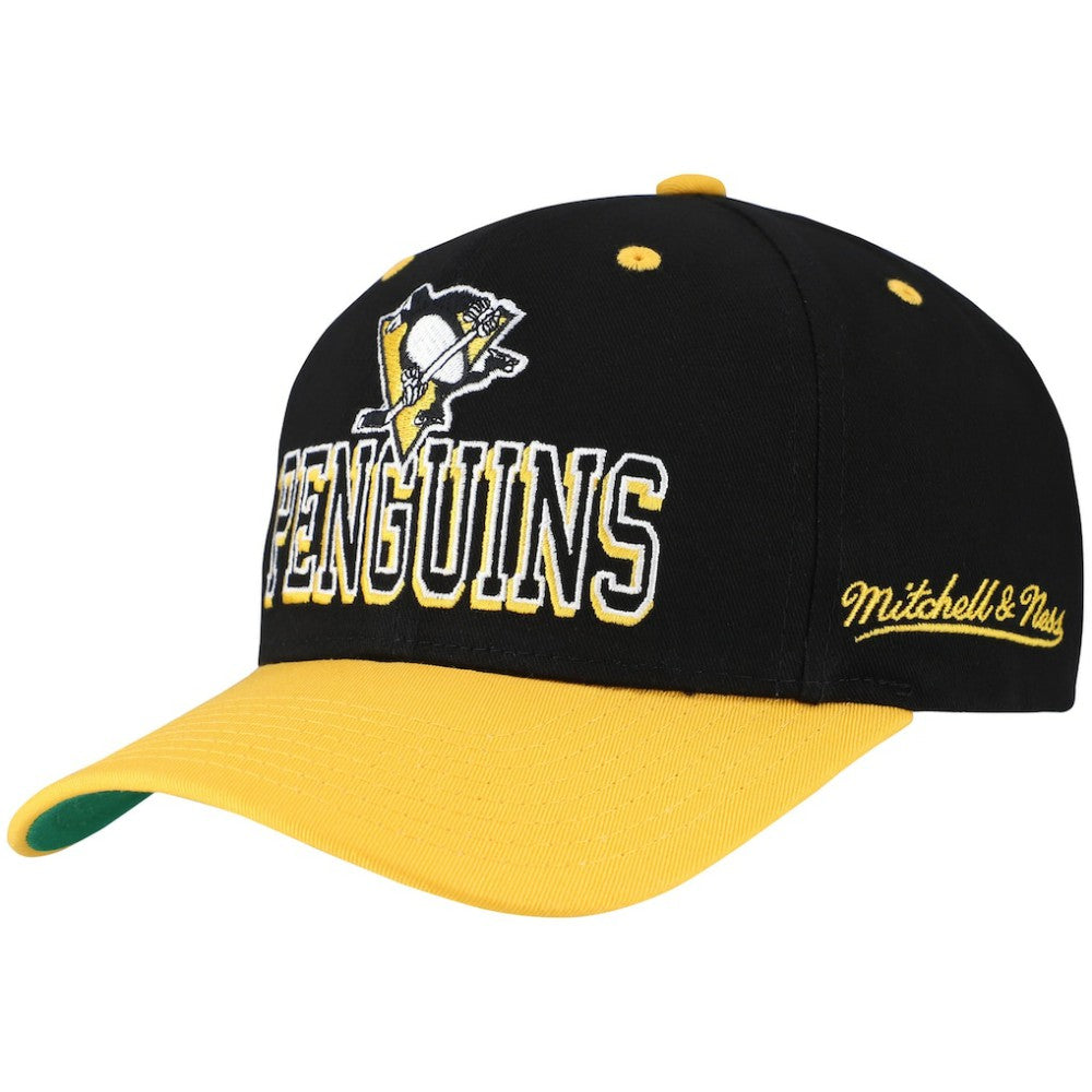 NHL Pittsburgh Penguins Mitchell & Ness Backside Script Two-Tone Pro Crown Adjustable Hat