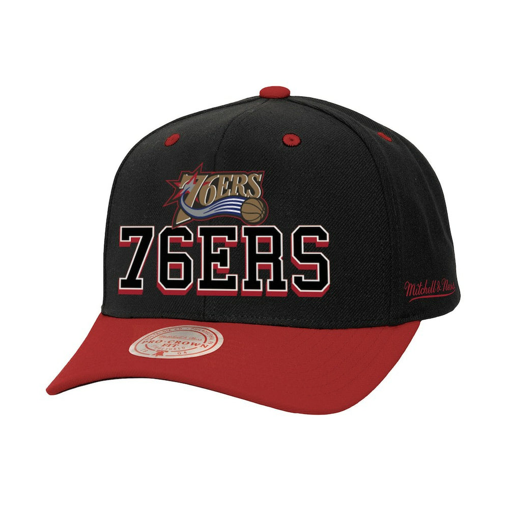 Mitchell & Ness Philadelphia 76ers Backside Script 2-Tone Pro Crown Adjustable Hat