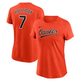 Orange Jackson Holliday Baltimore Orioles Nike Women's Cooperstown Collection Fuse Name & Number T-Shirt