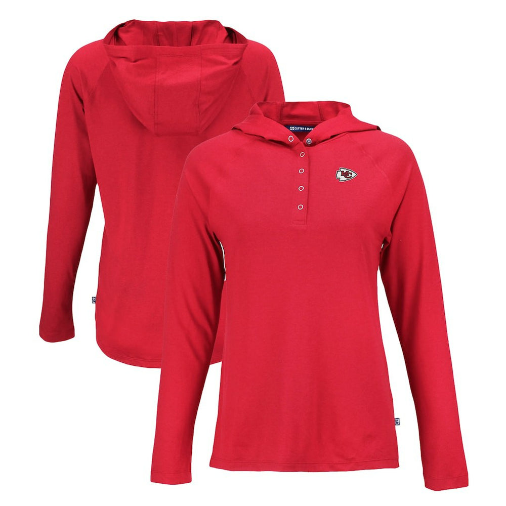 Cutter & Buck Women's Coastline Epic Comfort Eco Recycled Raglan Pullover Hoodie - Kansas City Chiefs Hoodies