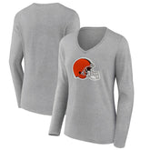 Women's Primary Logo Long Sleeve V-Neck T-Shirt - Cleveland Browns T-shirts