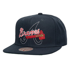 Navy Atlanta Braves Mitchell & Ness Double Up Snapback Hat